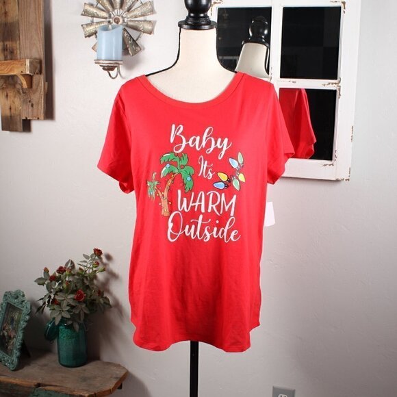 Christmas Shirt - Baby Its Warm Outside, P2P 22" -  NWT - Picture 1 of 5